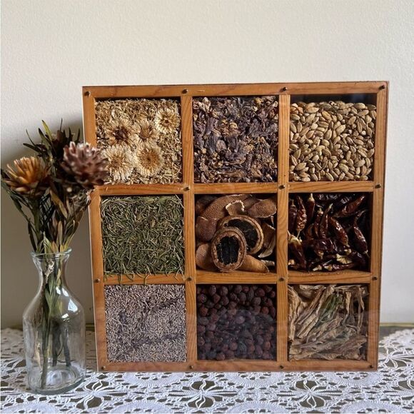 Vintage Wood Shadow Box Seeds Dried Flowers Box - Picture 4 of 7